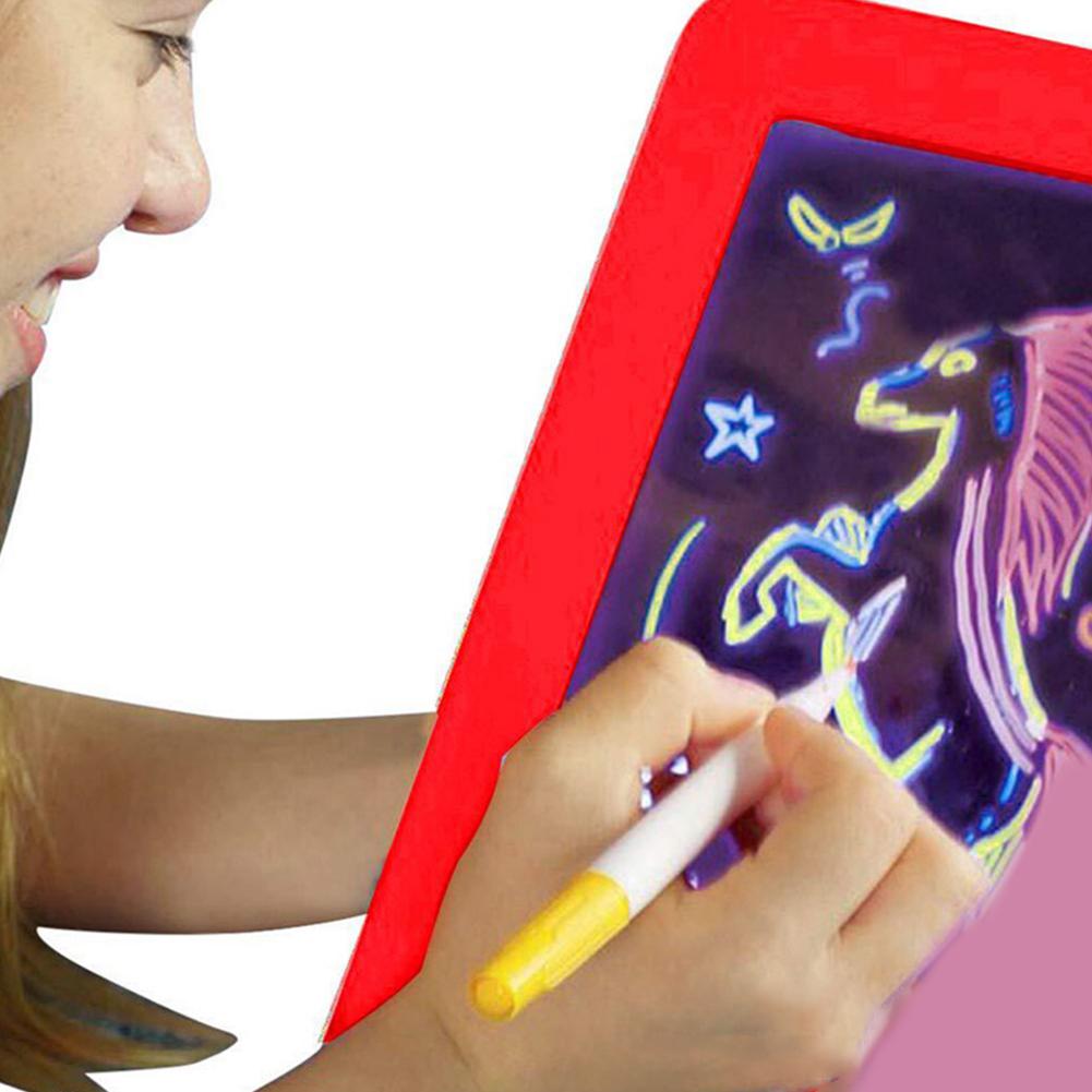 Bloc de dibujo mágico 3D, tablero luminoso con luz LED, juguete de desarrollo intelectual para niños, herramienta de aprendizaje para pintar