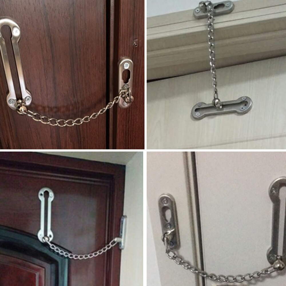 1pc- dørs låsekæde slidstærkt rustfrit stål anti-tyveri vindues sikkerhed glidelås til lejlighedshus sovesal