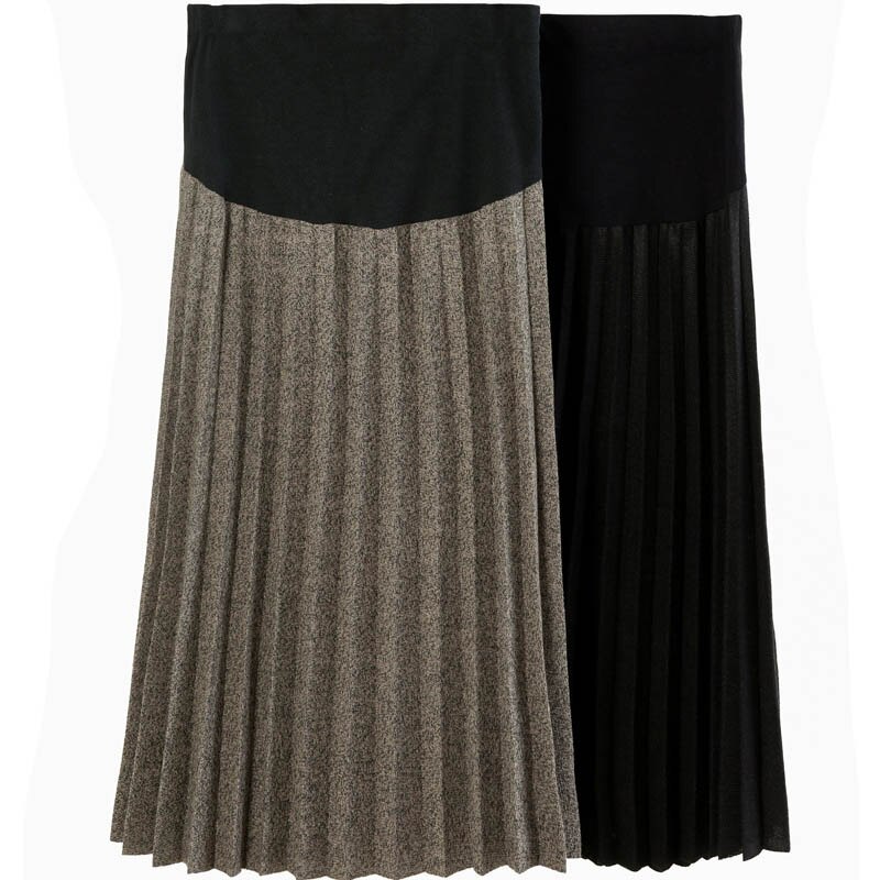 Herfst Moederschap Jurken Dunne Wollen Geplooide Maag Lift Half-Lengte Rok Paraplu Rok Zwangere Kleren Zwangerschap Rokken