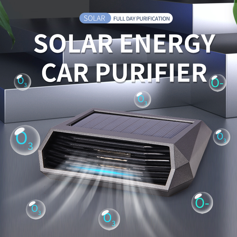 Op Zonne-Energie Aangedreven Auto Luchtreiniger Auto Geur Eliminator Parkeerplaats Nummerplaat Ozon Generator Desinfectie Machine