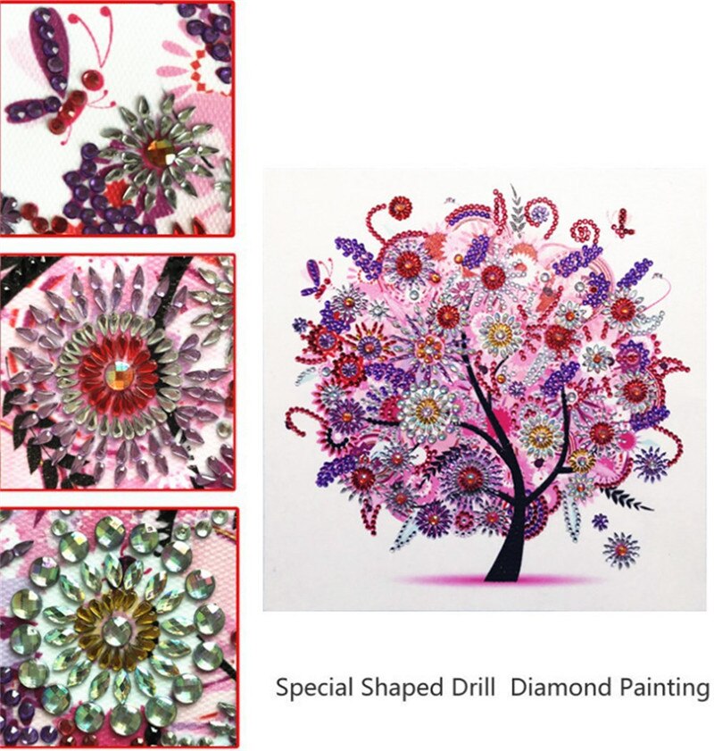 G. DIY Four Seasons Tree Diamond Painting Embroidery Rhinestone Crystal Material Package 30x30cm Home Decoration
