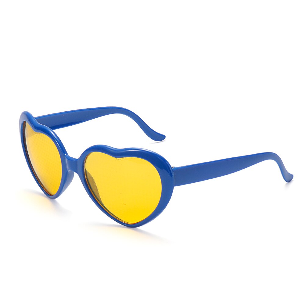 Love Heart Shaped Effects Glasses Watch The Lights Change to Heart Shape At Night Diffraction Glasses Women Kids Sunglasses: Type B-Blue