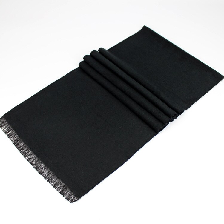 180*30 CM bufandas para hombre Otoño Invierno bufandas de terciopelo color puro cuello de Cachemira para hombre bufanda larga cálida de: Black