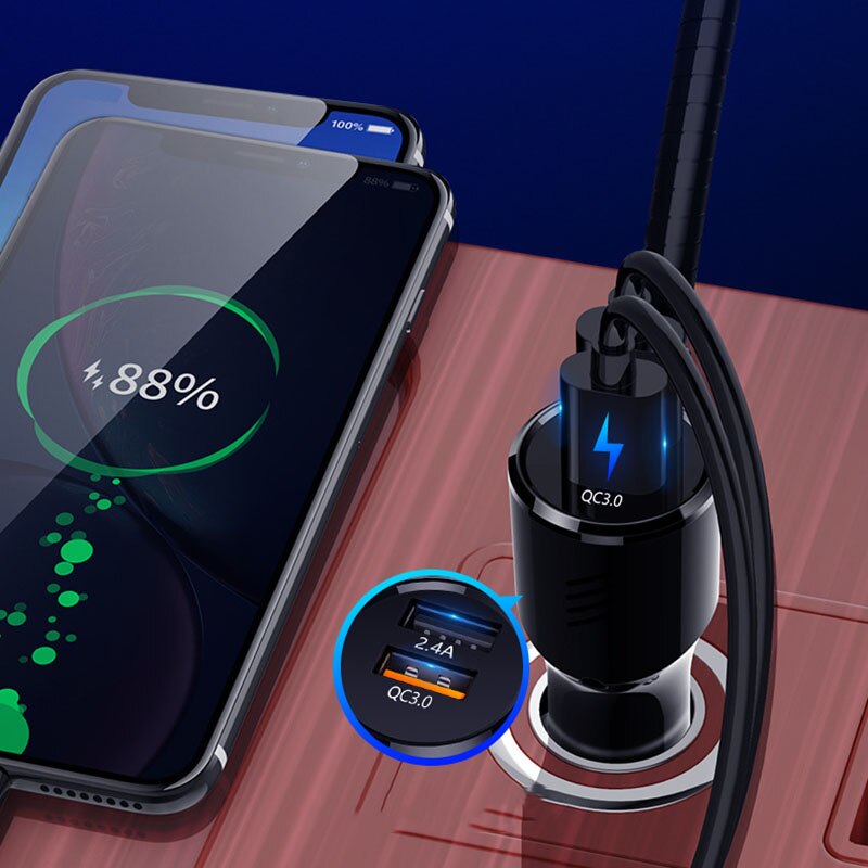 Car MP3 Player Bluetooth Car Kit FM Transmitter Modulator with Color Sn AUX Auto Music Adapter QC 3.0 USB Charger