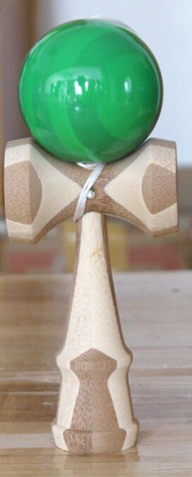 18.5cm bambus pu maling træ kendama bolde dygtig jumbo kendama snor udendørs jonglere spillebold legetøj til: Grøn