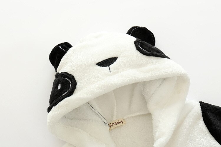 Baby badrockar flanell tecknad panda huva pyjamas barn sova hemma bära varm vinter höst flicka pojke barn morgonrock nattlinne