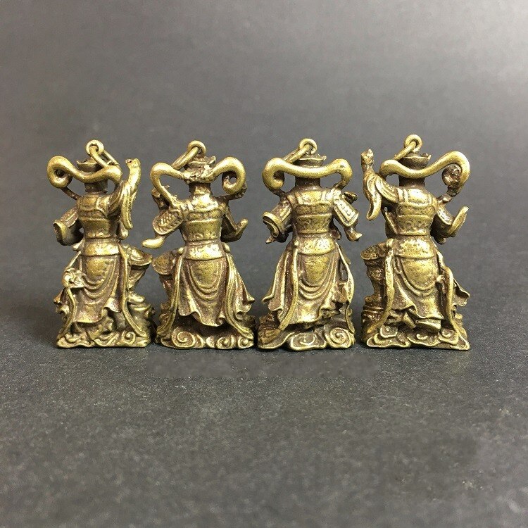Collection Chinese Brass Carved The Four Heavenly Kings Four Diamond Buddhas Exquisite Statue
