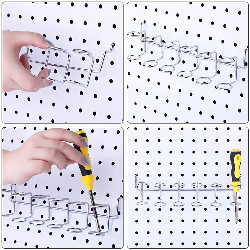 Top 2 Stuks Schroevendraaier Houder Pegboard Multi-Tool Houder Accessoire Pegboard Accessoires Multi-Ring Gereedschaphouder Voor Pegboard