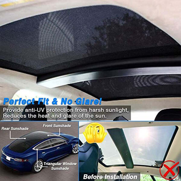 Cubierta de techo solar para coche, protector solar antimosquito, a prueba de polvo, protección solar para techo solar UV para Tesla Model S