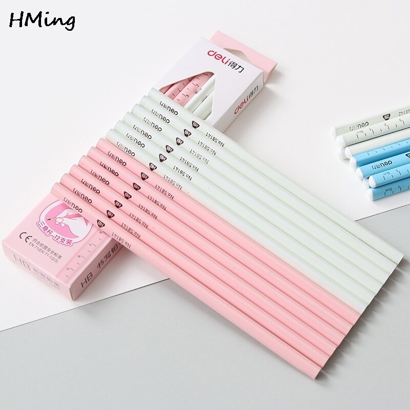 12 / pc effective stationery triangular bar exam HB 2B pencil primary non-toxic children's writing pen stationery