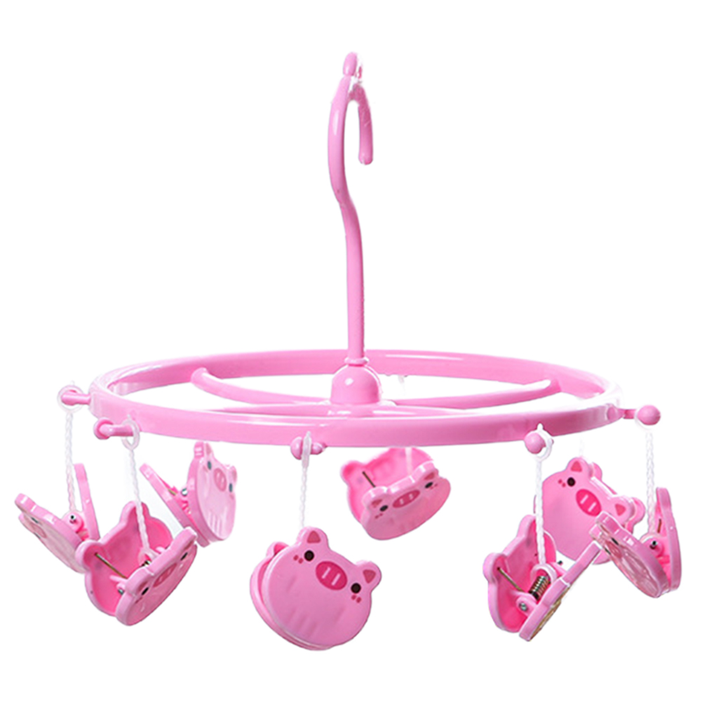 Underwear Clothes Hangers with Multi Clips Cute Socks Bra Hanger for Kids PP Balcony Wardrobe Closet Organizer: Pink