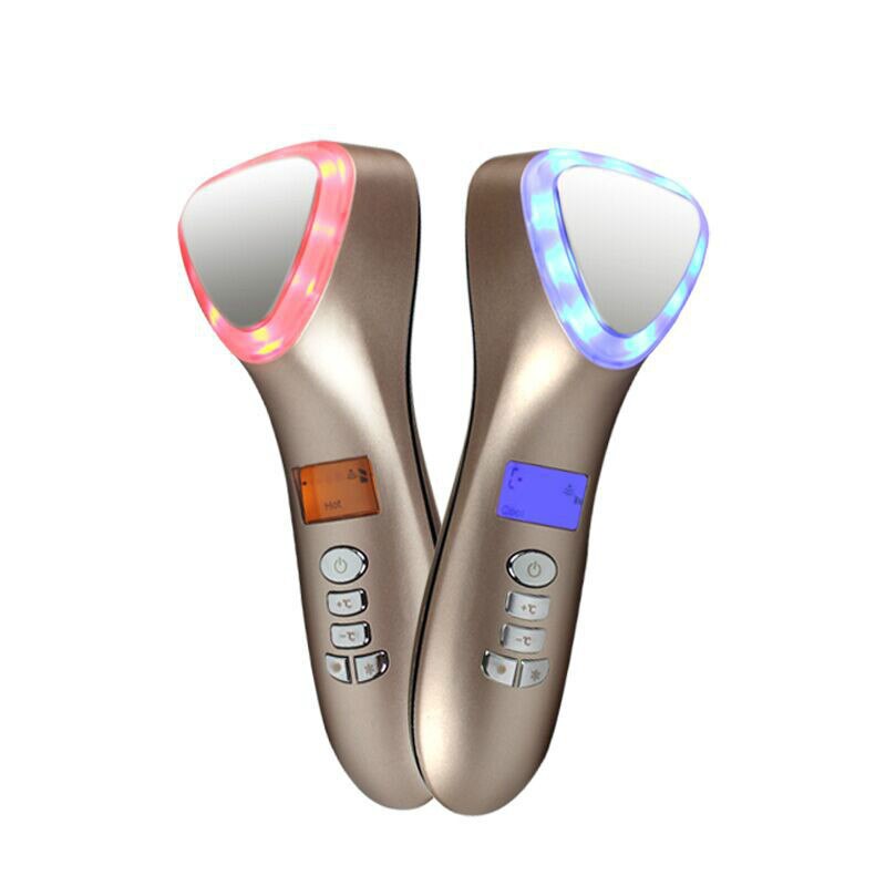 Cold LED Red Blue Light Vibration Ion Face Beauty Device Tightening Skin Lifting Face Skin Rejuvenation Cleaning Instrument