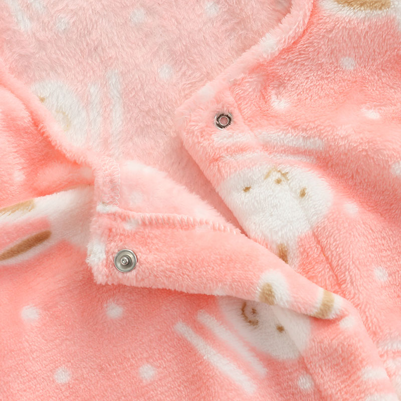 Baby Baby Meisjes Jongens Fleece Hooded Romper, Winter Warm Koe/Bunny Print Lange Mouwen Betaalde Jumpsuit