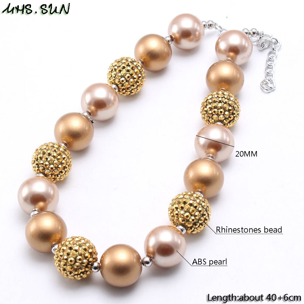 MHS.SUN 1PC baby chunky beaded necklace girls pearl jewelry charm colors bubblegum beads necklace choker for kids