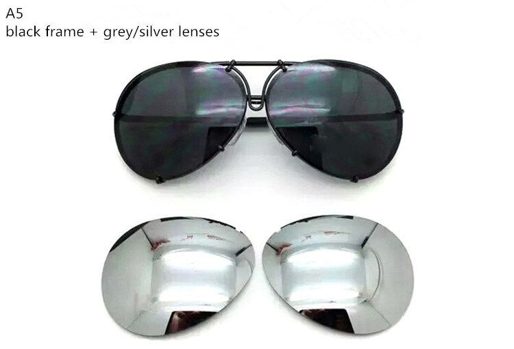 Brand eyewear men women P8478 cool summer style sunglasses sun glasses interchangeable lens 8478 with glasses case car: A5
