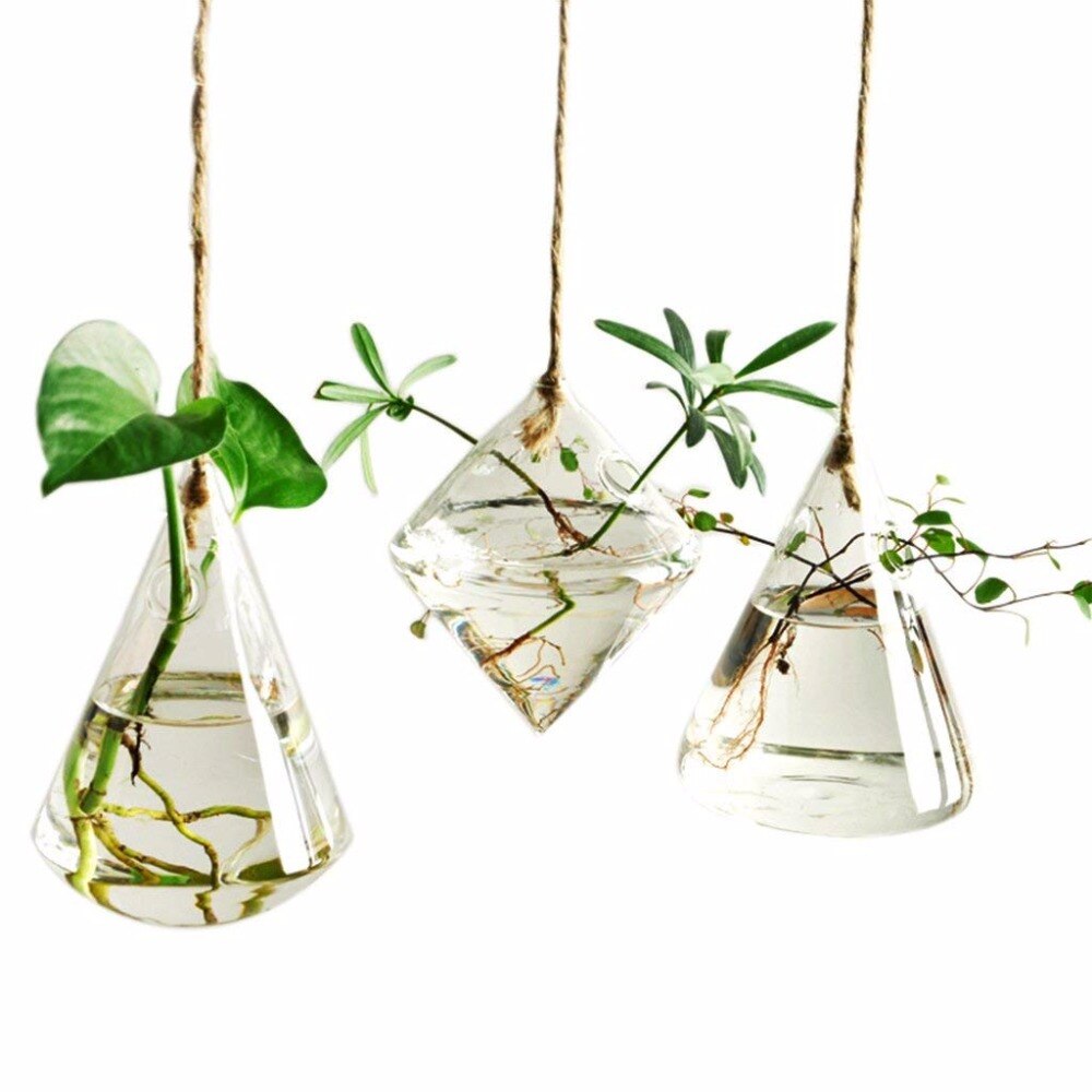 3 Pcs Home Decor Glass Hanging Planters Glass Planters Glass Terrariums Flower Pots