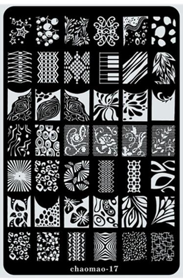 Große Größe CHAOMAO Bild Platte Blume Spitze XL Nagel Stempel Stanzen Nagel Kunst Schablone Schablone 14 Entwürfe: 17