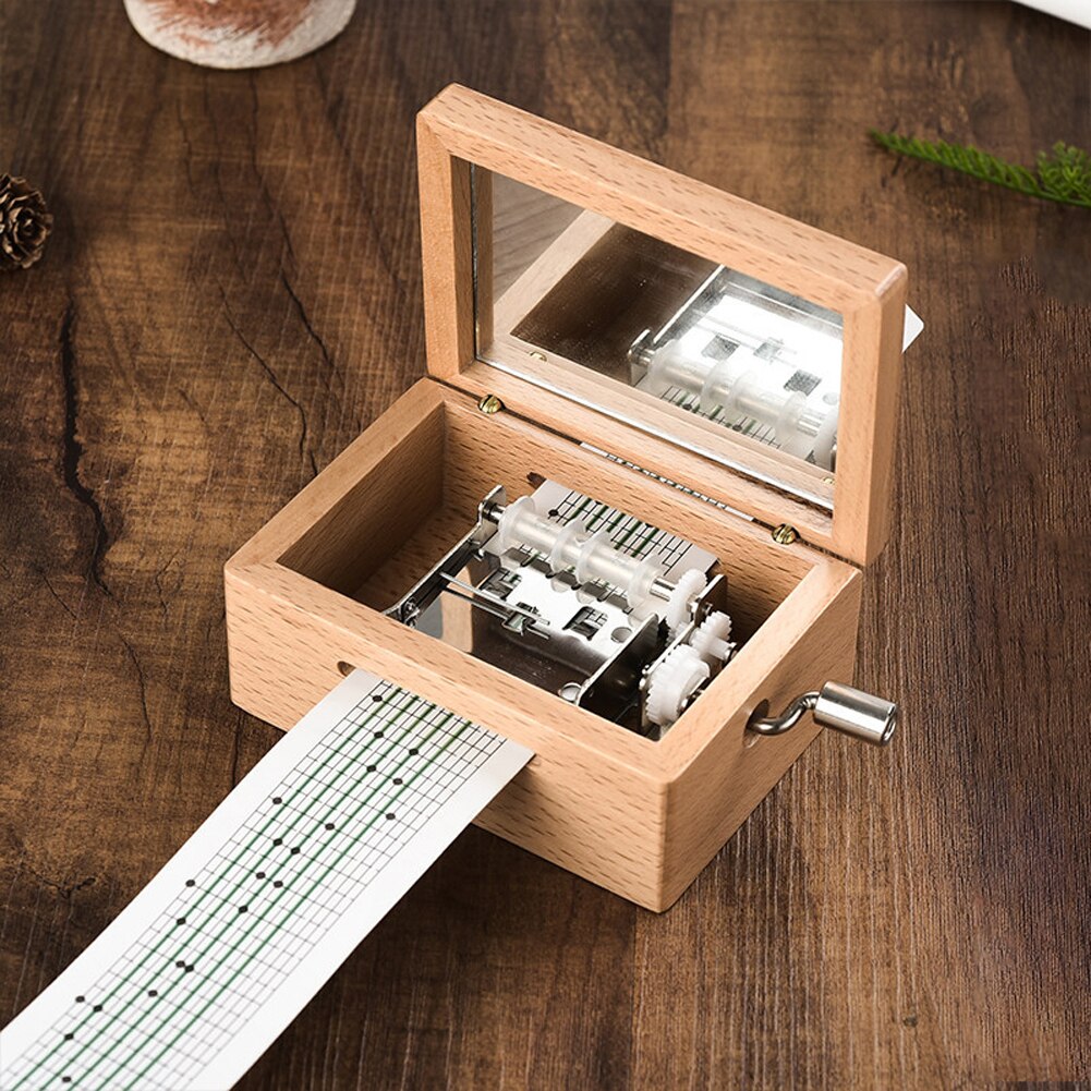 15 Note Tapes Hand Crank Music Mechanical Wooden Musical Box with Strips Tapes DIY Wood Music Boxes