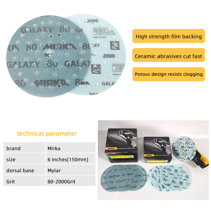 GALAXY Mirka Car Beauty Droogschuurpapier Rond 6 Inch 150mm Vliesbevestigd voor Houtbewerking Meubels Hardware Polijsten