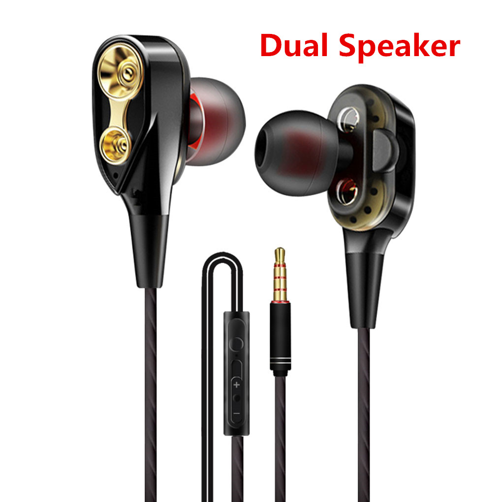 Auriculares estéreo de doble unidad con cable en la oreja auriculares deportivos con micrófono Mini Auriculares auriculares para el ordenador del teléfono: 03 Dual Speaker