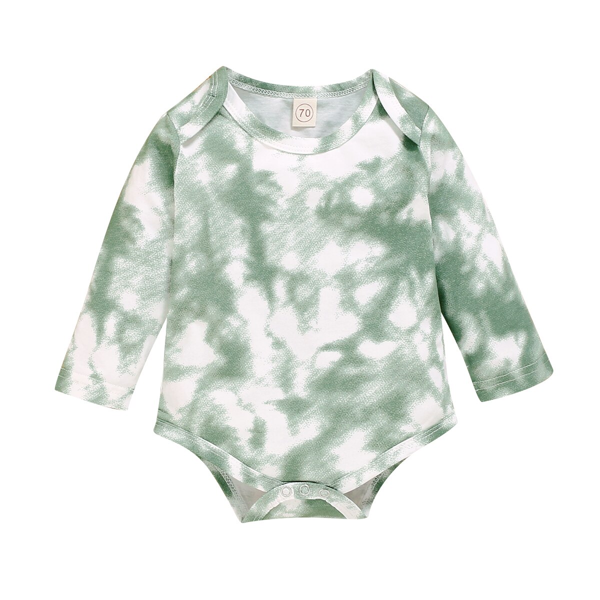 Zuigelingen Romper Zomer Herfst Top Unisex Knoppen Dye Print Lange Mouw Zachte Elastische Casual Kids Kleding Baby Kleding: B / 70