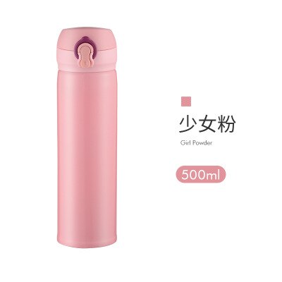 Termo portátil de , botella de agua de acero inoxidable para niños y niñas, termos, taza con aislamiento, gran capacidad, termo para estudiantes: Pink