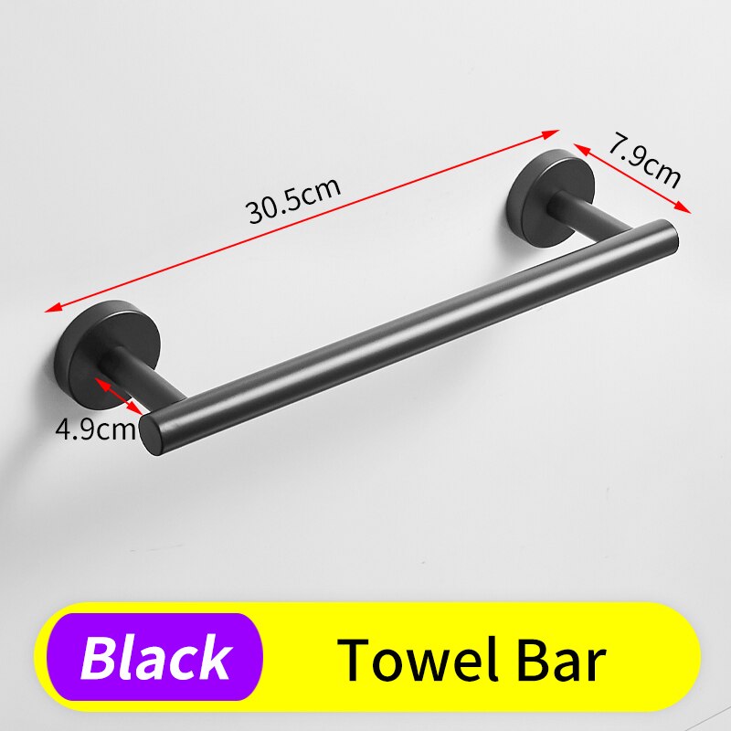 Ensemble porte serviette porte serviette inox support suspendu support mural porte-papier hygiénique noir salle de bain crochet pour serviettes porte manteau: 1110B-H-DG