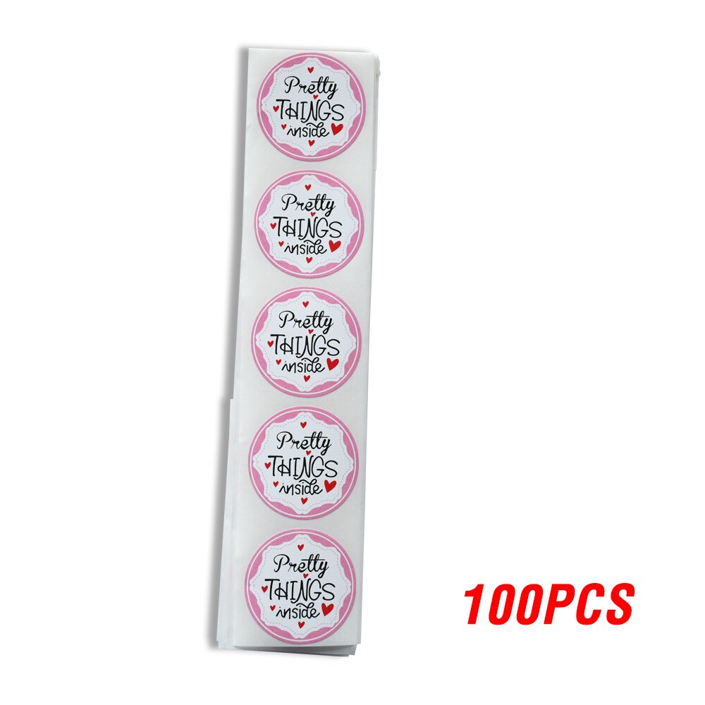 100-500pcs Round "Pretty Things Inside" Stickers Seal Labels Baby Shower Decor Baking Package Envelope Stationery Sticker: QY645-100pcs