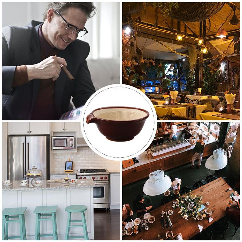 Tazón de Suribachi de mortero de cerámica japonesa, vajilla de porcelana ondulada, cuenco