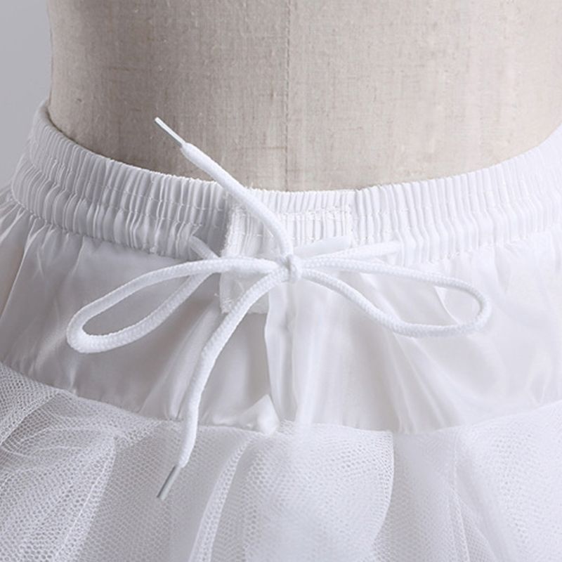 Kvindes brude 3 bøjler maxi-længde underkjole snørebånd talje flerlags kjole brudekjole travl crinoline underkjole