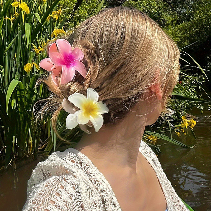 Pinces à cheveux fleur pour femmes, grande pince à cheveux bohème, épingles à cheveux, barrettes pour filles, accessoires pour cheveux de plage, vêtements de sauna, ,: Plaqué argent antique