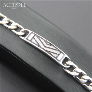Aceroll rustfrit stål trendy hip pop mand armbånd med emaljeplade i sølvfarve: Model 2