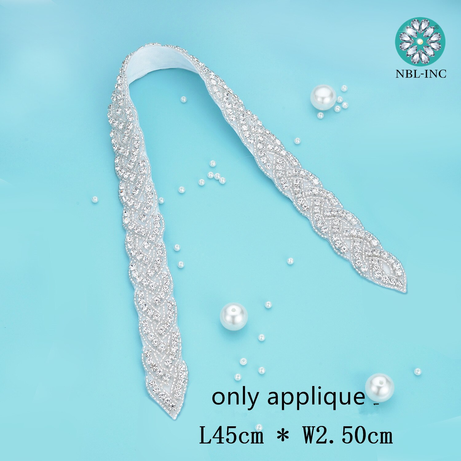 (1PC)Rhinestone Bridal belt wedding with crystal diamond wedding dress accessories belt sash for wedding dress WDD1053: Only applique