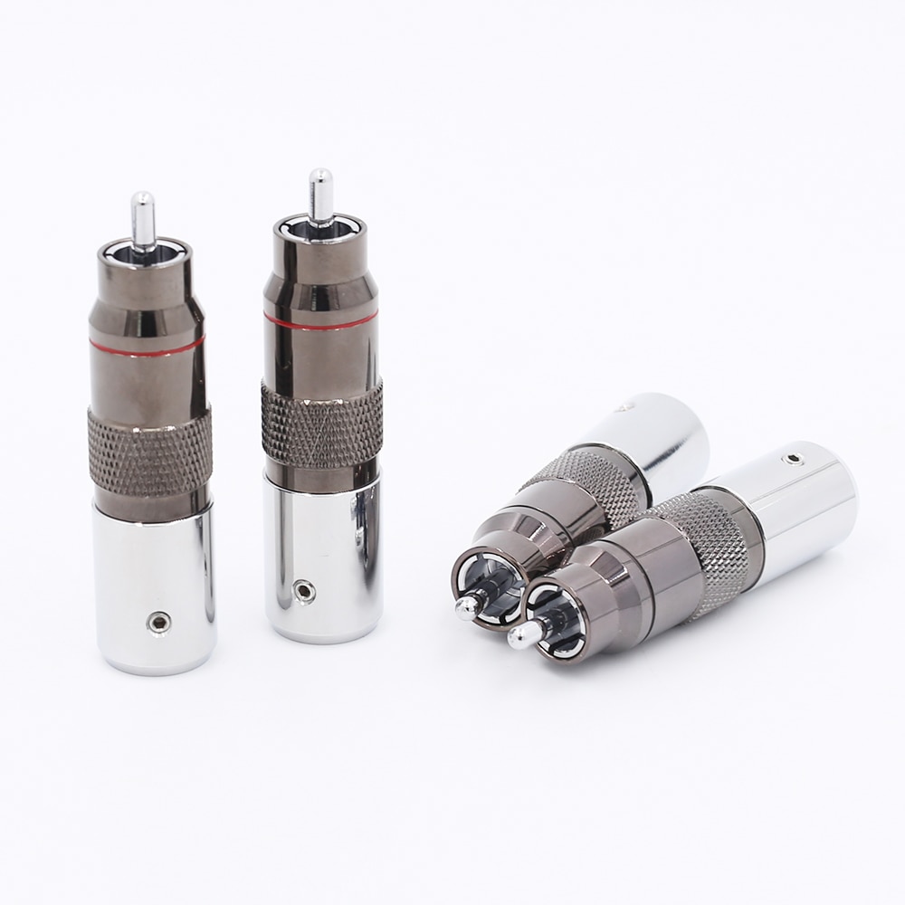 4pcs Hi-End Rhodium plated unsolder RCA terminal HIFI DIY Brass Plating Rhodium Audio Video Connectors