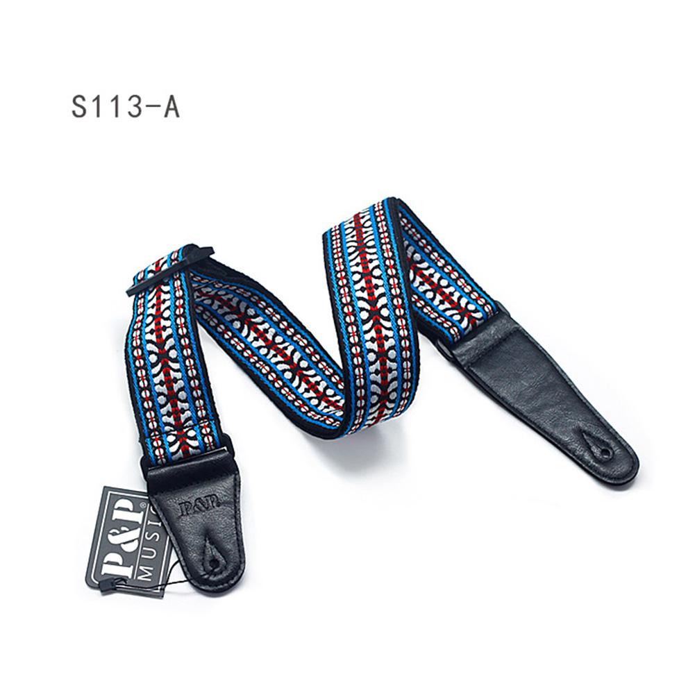 cinturón bordado, banda Jacquard ajustable con extremo de cuero para instrumento Musical de Bajo acústico eléctrico bajo folclórico