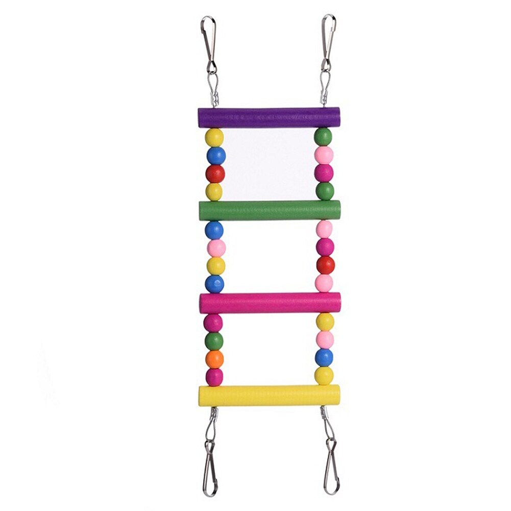 Échelle d'oiseau jouets pour perroquet animal de compagnie balançoires mâcher suspendu pont en bois arc-en-ciel échelle pour calopsitte Conure perruche aras Budgie: 4 Ladders