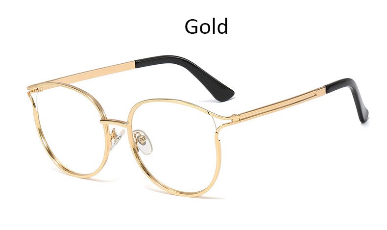 Gafas transparentes de para mujer, gafas de ojo de gato, montura de Gafas de metal para mujer, gafas femeninas ópticas de Retro: Gold