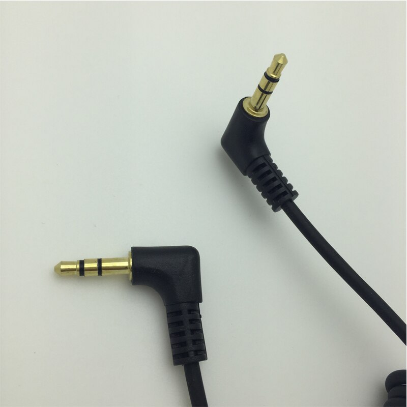 2 STKS Goedkoopste Audiokabel 3.5mm Mannelijk Naar Stereo Hoofd PU lente Lijn AUX Audio Kit 50 CM Dubbele Elleboog Zwart Ik Sleutel