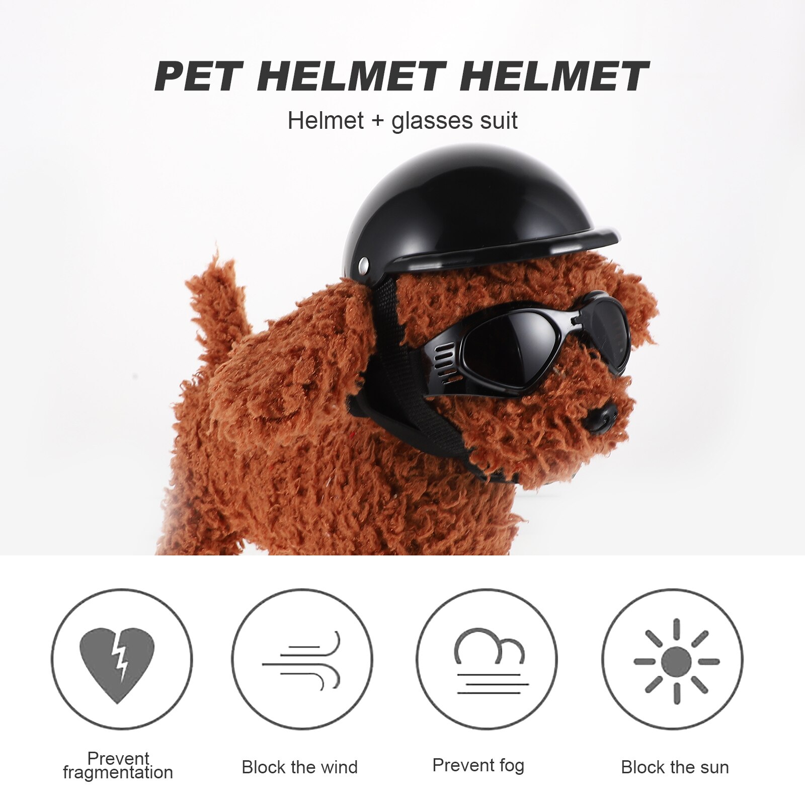 1 Set Pet Helm Kostuum Prop Kleine Huisdier Glazen Verstelbare Hond Helm Voor Hond Puppy