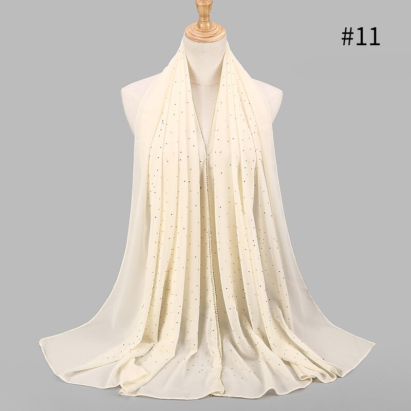 70*180cm sommer muslimischen chiffon hijab schal perlen kopftuch islamischen langen schal wrap kopf schals foulard femme musulman kopftuch: 11