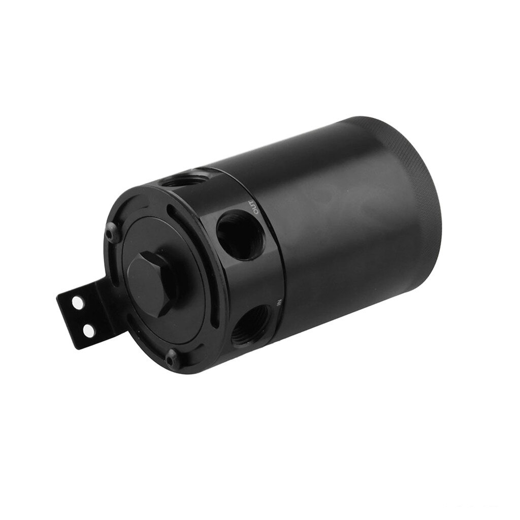 Car Engine Parts Universal 3-Port Compact Baffled Oil Catch Can Tank Air-Oil Separator Recovery Kit Black #G10