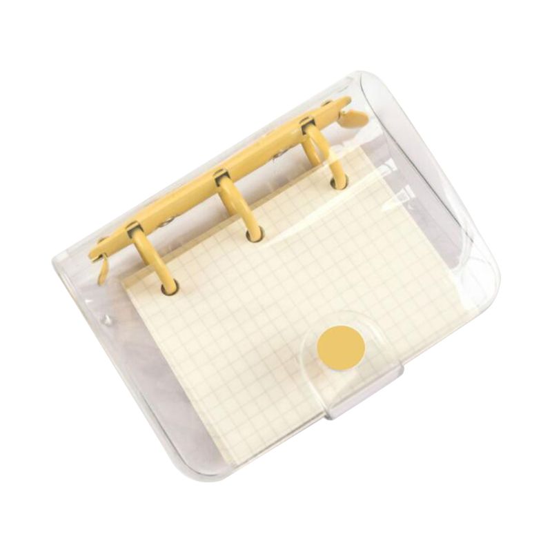3 Holes Mini PVC Loose Leaf Transparent Diary Notebook Pocket Traveler Planner Note Book Office Supplies: Yellow