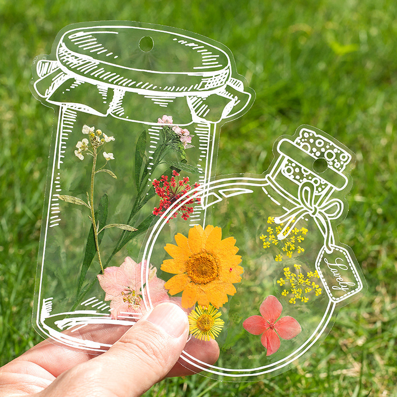 20/12PCS/Set DIY Bookmark For Students Transparent Wishing Bottle Shape Bookmark Scrapbook Sticker Material Small