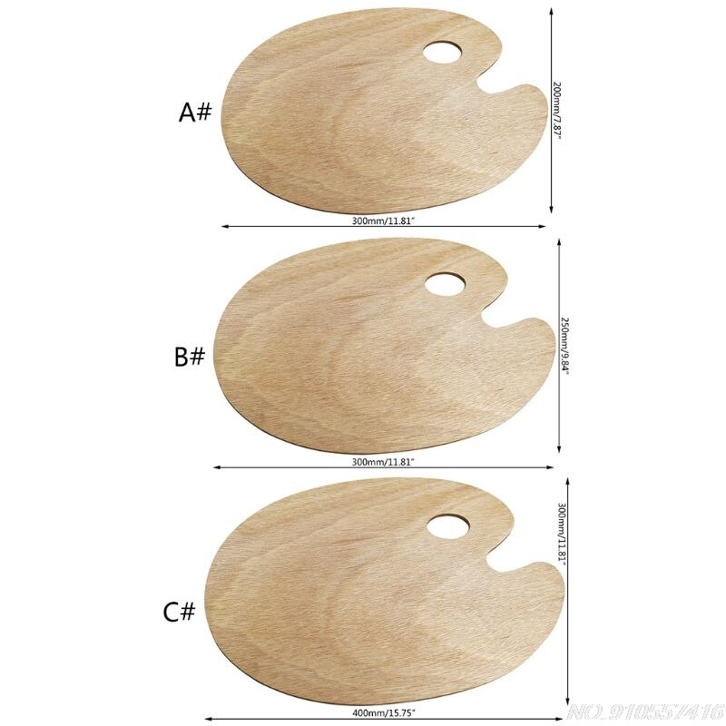 Wooden Artists Palette with Thumb Hole Oil Painting Acrylics Paint Oval Painting Palette Tray for Adult D08 20