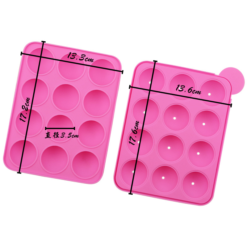 Molde de pirulito de silicone com 20 buracos, faça você mesmo, gelatina de chocolate, bola de gelo, moldes de bolo, molde reutilizável, sobremesa assada, molde antiaderente, ferramentas de cozinha: Rosa