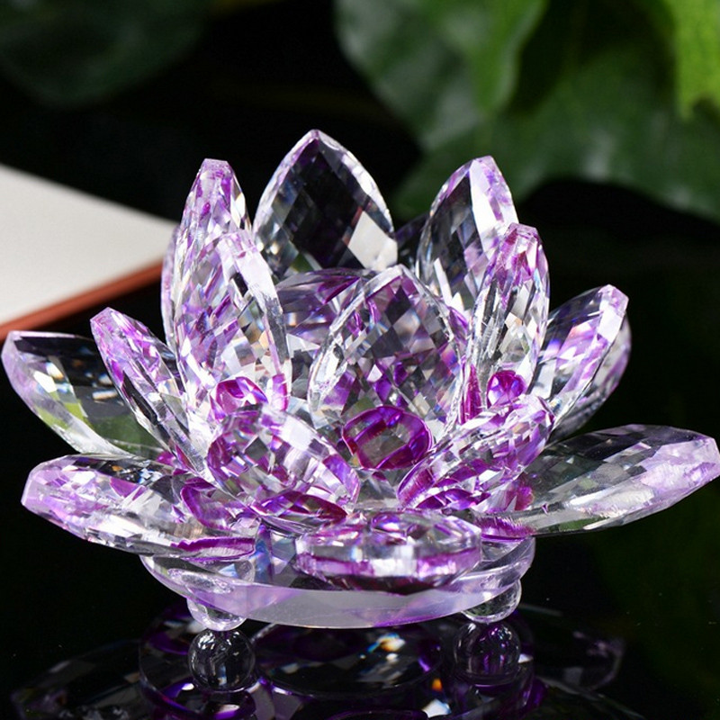 60mm cuarzo artesanía de cristal con de flor de loto vidrio pisapapeles Fengshui adornos figuras hogar boda decoración Souvenir: C