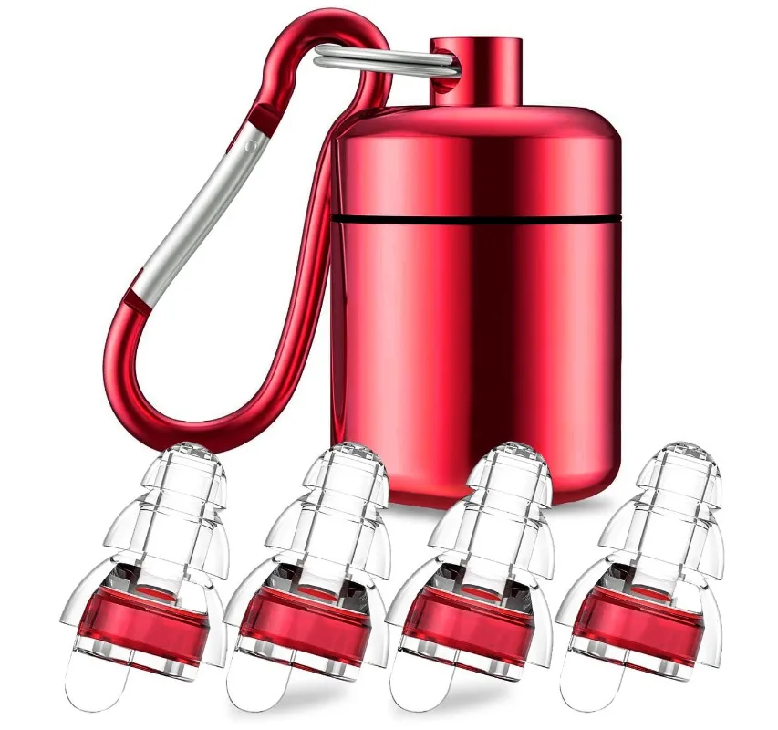 Tapones para los oídos de concierto de alta fidelidad para conciertos y músicos, tapones para los oídos para reducción de ruido, filtro avanzado de 24 dB, 2 pares (negro) duraderos: Rojo