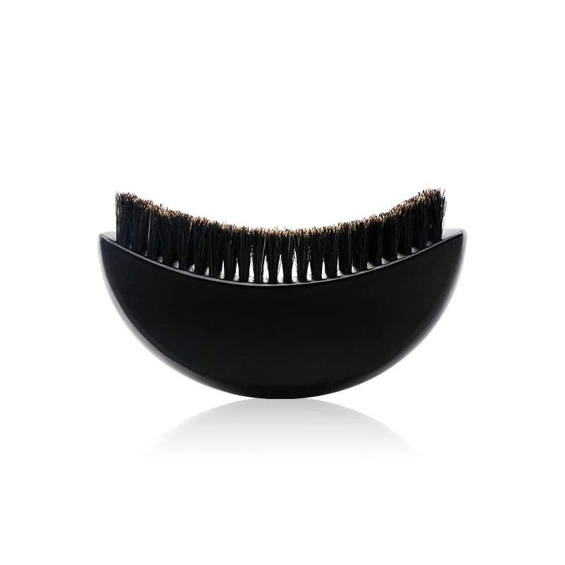 Natuurlijke baardborstel van everzwijnhaar met wilde haren, geschikt voor gezichtsmassage, met houten korte steel, geschikt voor baarden en snorren, zwarte baardborstel.