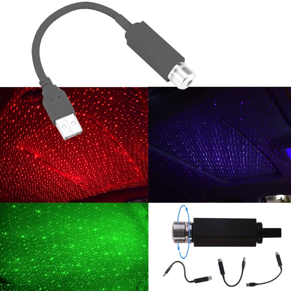 Mini LED COCHE techo estrella noche luz USB Lámpara decorativa proyector ambiente ajustable hogar techo Decoración Luz