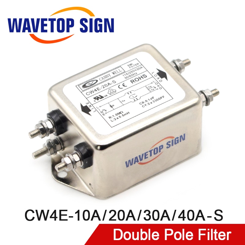 CANNY WELL Power EMI Filter CW4E-10A 20A 30A 40A-S Single Pole Filter Connector Single-Phase AC 220V Purification Anti-jamming